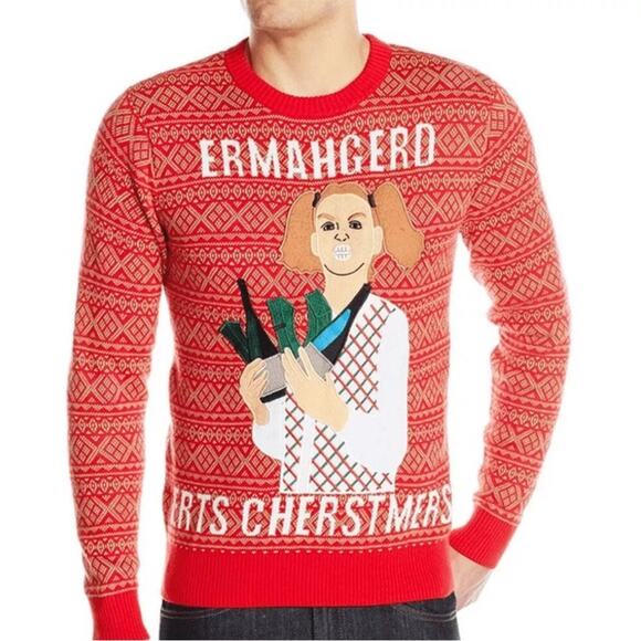 Ugly Christmas Sweater Ermahgerd Erts Cherstmers Meme XXL mens - Picture 5 of 6